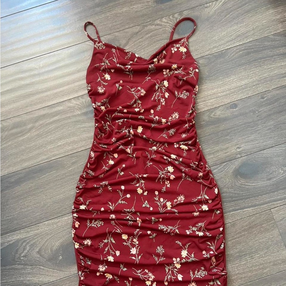 Windsor Red Ruched Bodycon Mini Dress